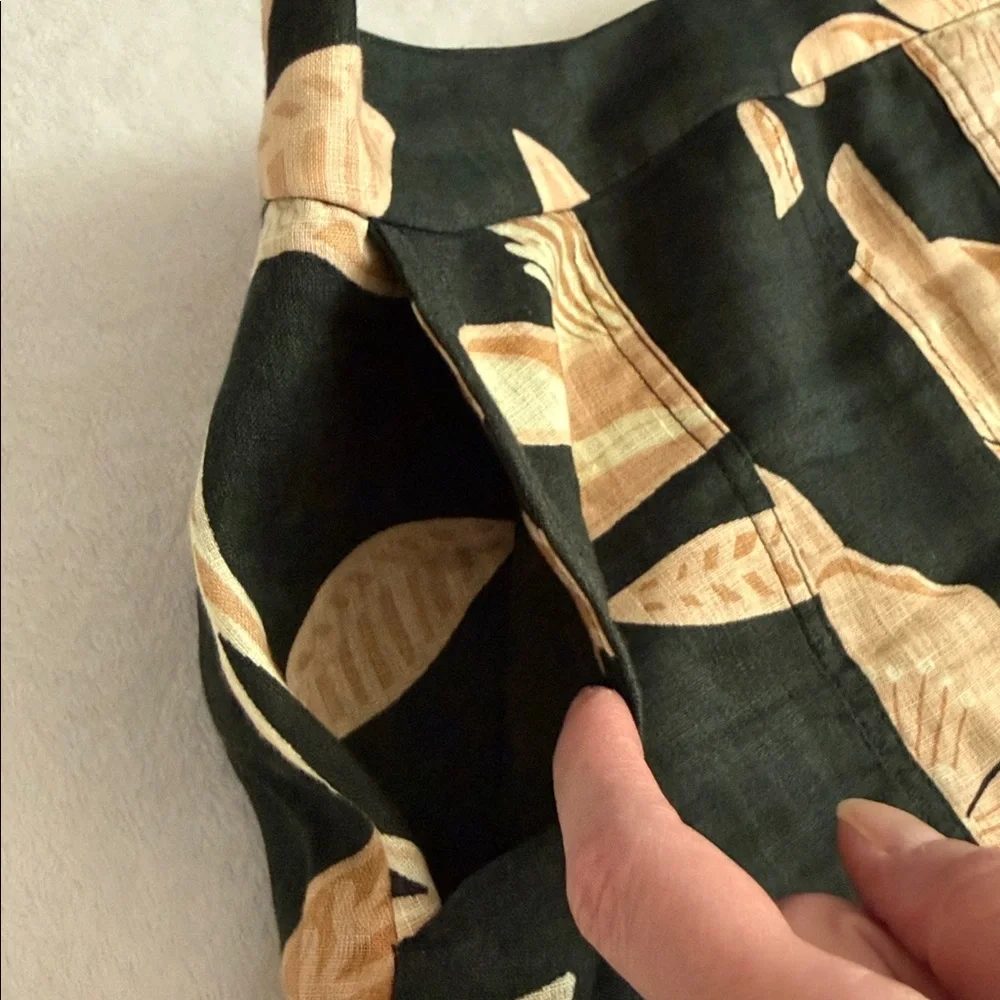 Reiss | Jackson Linen Floral Front Slit Knee Length Pencil Skirt Pockets (4) - Picture 5 of 13